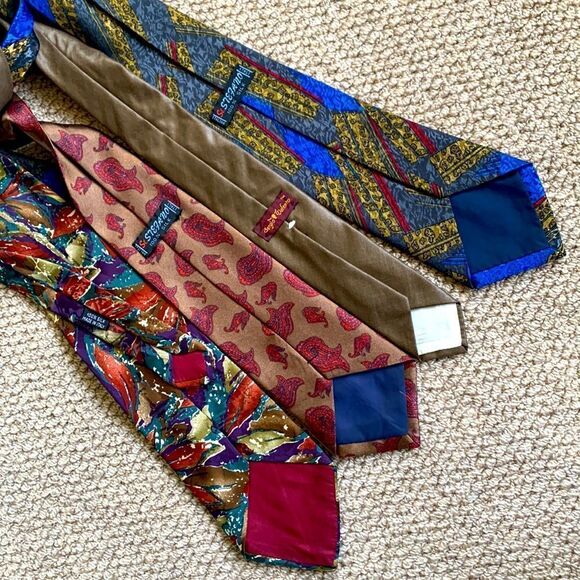 🟢 3 for $20——4 silk ties: 2 St. Stefano, Sergio Valente, & Pelle - Picture 2 of 3
